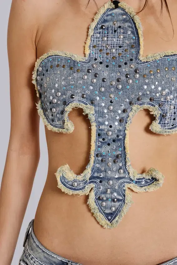 Top Rock Revival z motywem Fleur de Lis i ćwiekami