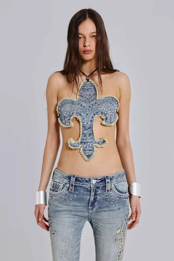 Top Rock Revival z motywem Fleur de Lis i ćwiekami